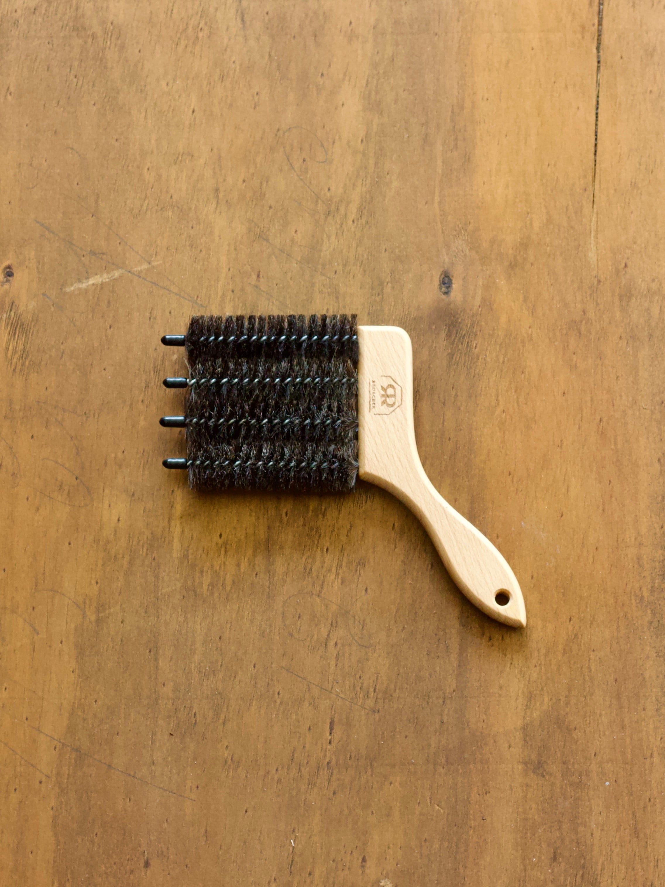 Redecker Venetian Blind Cleaning Brush with soft black bristles with a wooden handle