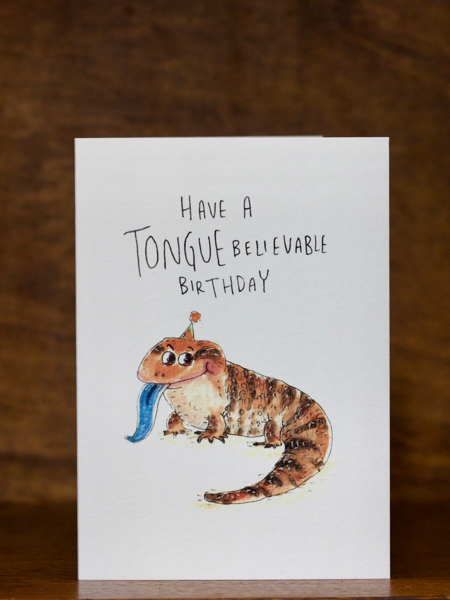 Birthday Greeting Cards by Well Drawn illustration of a blue tongue lizard