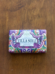 Nesti Dante Villa Sole Soap bar of soap with 'Villa Sole' packaging on a wooden surface