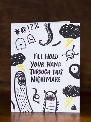 Sympahty greeting cards by Hello Lucky with black and white illustrations and text on a dark background