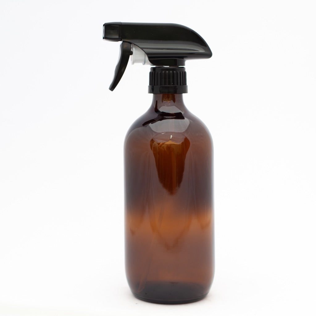 amber glass misting bottle-plant care-Mosey